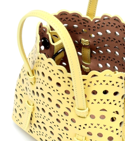 Shop Alaïa Mina 16 Micro Leather Tote In Yellow