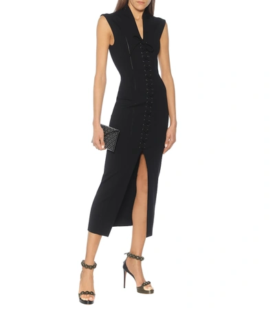 Shop Alaïa Stretch-wool Jersey Midi Dress In Black