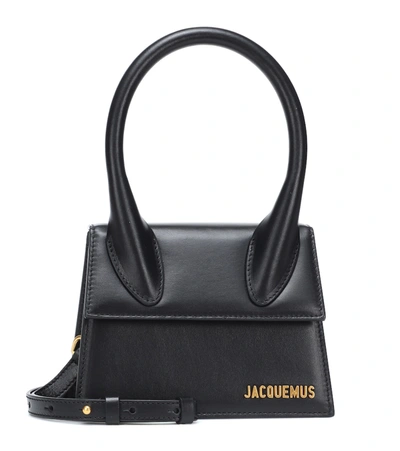 Shop Jacquemus Le Chiquito Moyen Leather Tote Bag In Black