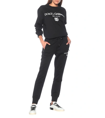 Shop Dolce & Gabbana Logo Cotton Jersey Sweatpants In Black