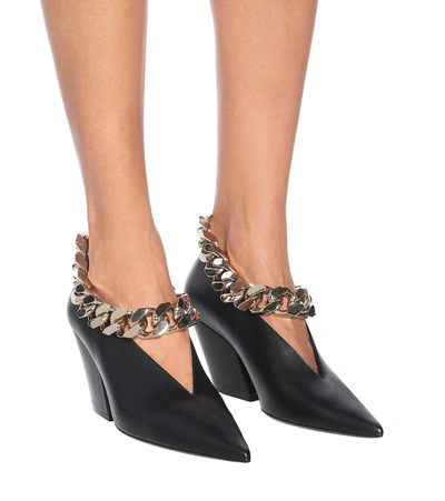 Shop Burberry Chain-trimmed Leather Pumps In Black