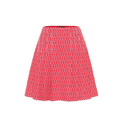 Shop Gucci Cotton And Wool Jacquard Miniskirt In Red