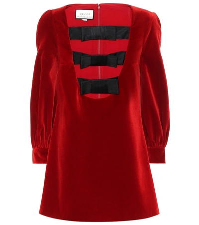 Shop Gucci Velvet Minidress In Red