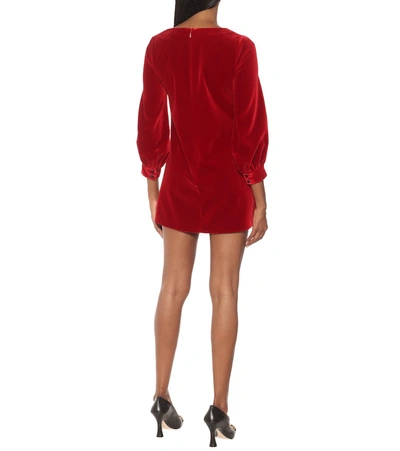 Shop Gucci Velvet Minidress In Red
