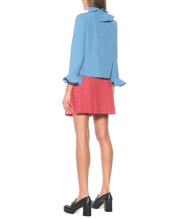 Shop Gucci Ruffled Blouse In Blue