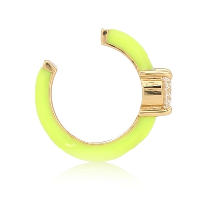 Shop Melissa Kaye Aria 18kt Gold Ear Cuff With Diamonds In Yellow