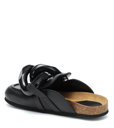 Shop Jw Anderson Chain-trimmed Leather Slippers In Black