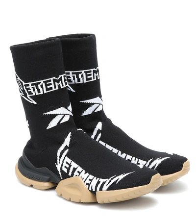 Shop Vetements X Reebok Metal Sock Runner Sneakers In Black