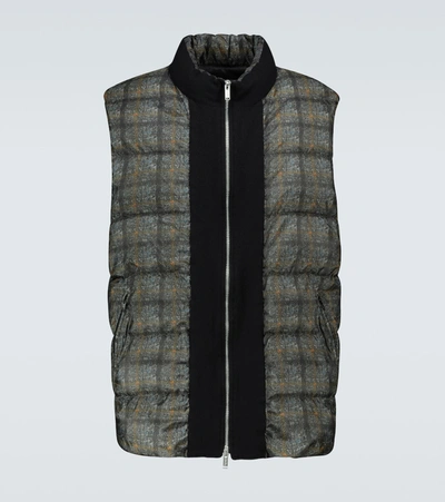Undercover Checked Padded Vest In Multicoloured