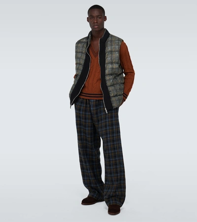 Undercover Checked Padded Vest In Multicoloured
