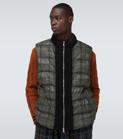 Undercover Checked Padded Vest In Multicoloured
