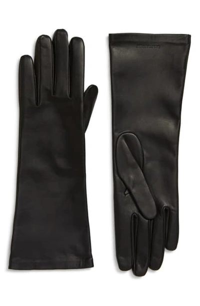 Shop Saint Laurent Lambskin Leather Gloves In Noir