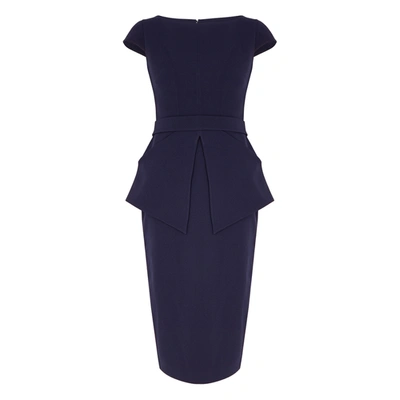 Shop Safiyaa Anita Navy Peplum Midi Dress