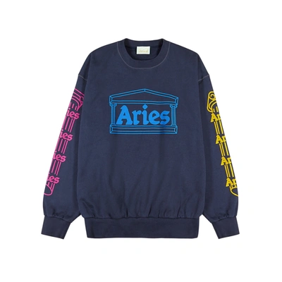 Shop Aries Temple Blue Cotton Sweatshirt