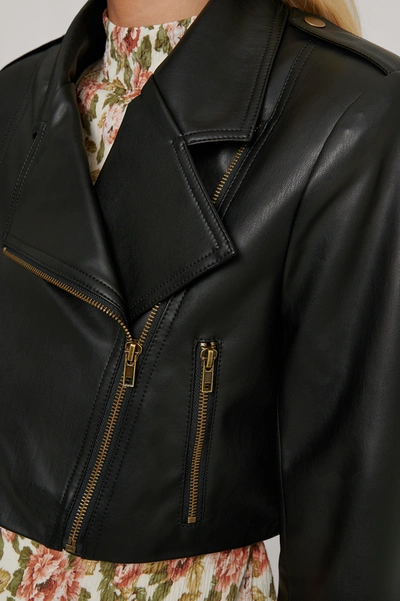 Shop Andrea Badendyck X Na-kd Marked Shoulders Pu Jacket Black