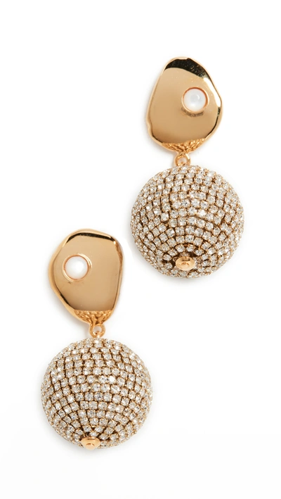 Shop Lizzie Fortunato Crystal Sand Earrings In Gold