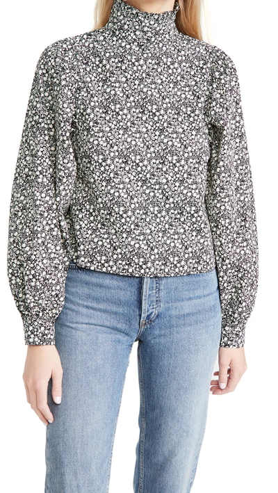 Shop Meadows Carnation Top In Black And White Floral