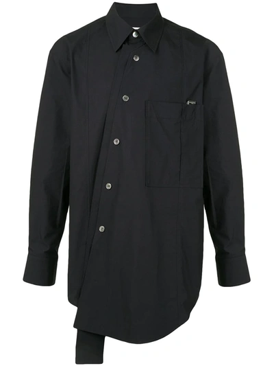 Shop Wooyoungmi Asymmetric Cotton Shirt In Black