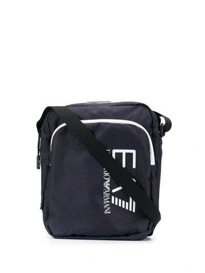 Shop Ea7 Zipped Logo Messenger Bag In Black