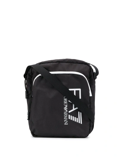 Shop Ea7 Zipped Logo Messenger Bag In Black