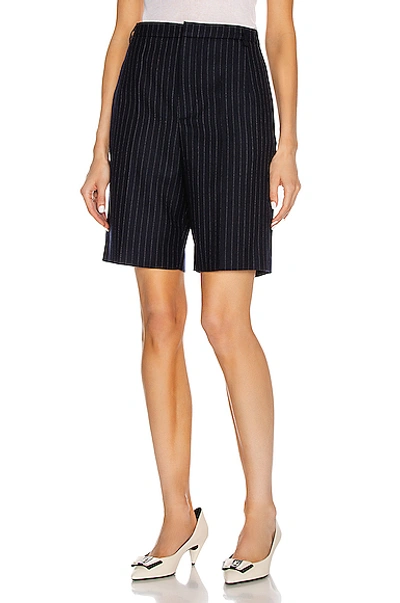 Saint Laurent Pinstripe Tailored Bermuda Shorts In Marine Blanc