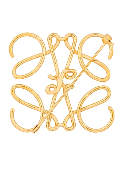 Shop Loewe Anagram Brooch In Gold