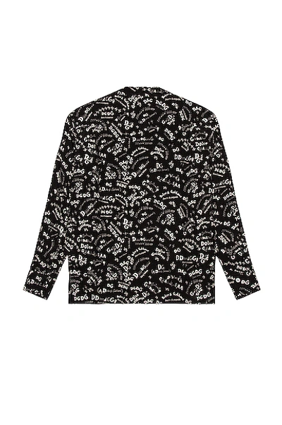 Shop Dolce & Gabbana Long Sleeve Shirt In Written Black