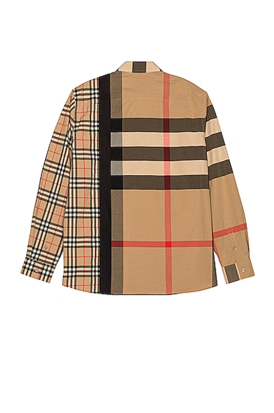 Shop Burberry Talby Long Sleeve Button Down In Archive Beige