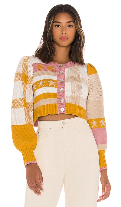 Shop Loveshackfancy Bedford Crop Cardigan In Desert Sunset