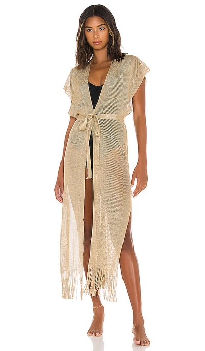 Shop Luli Fama Golden Queen Long Caftan In Gold Rush