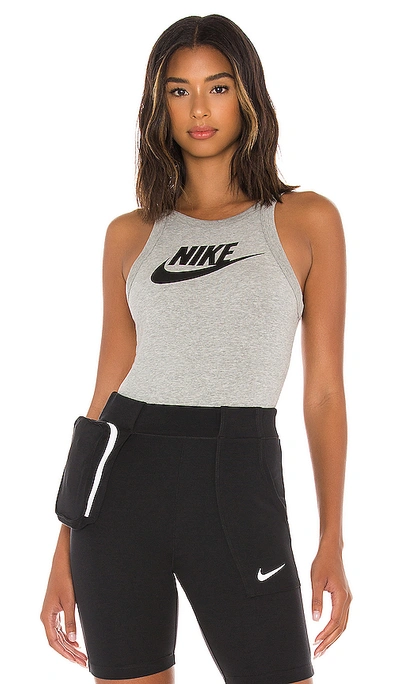 Shop Nike Nsw Essential Bodysuit Tank In Dark Grey Heather