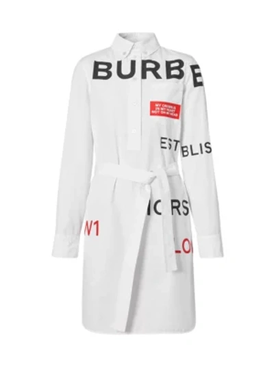 Shop Burberry Kiley Belted Poplin Shirtdress In White