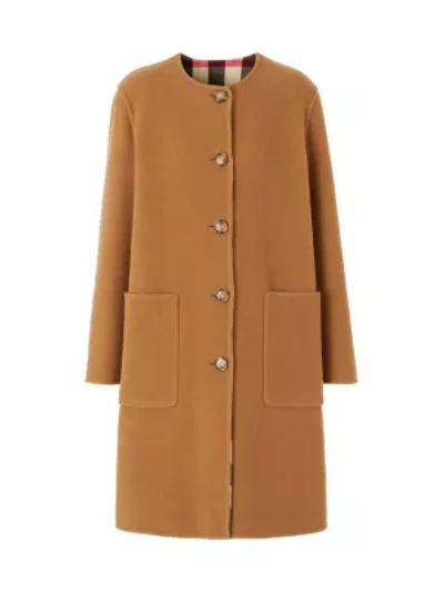Shop Burberry Tisbury Wool-blend Button Coat In Camel