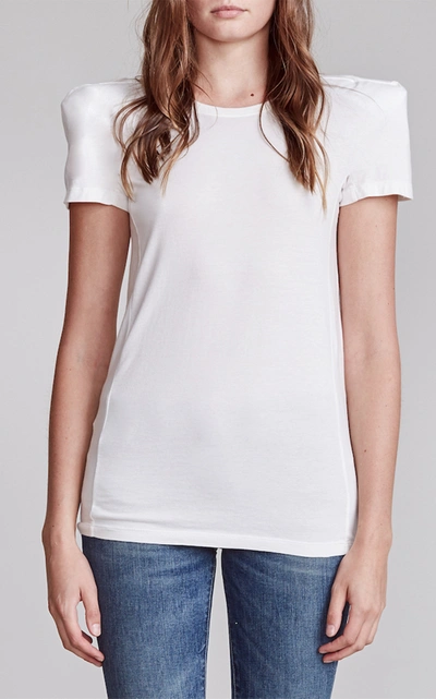 Shop R13 Women's Square Shoulder Cotton T-shirt In White,black