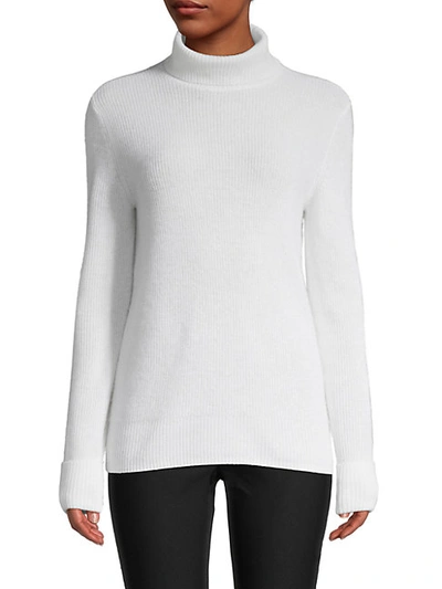Shop Saks Fifth Avenue Mockneck Rib-knit Cashmere Sweater In Pearl Ivory