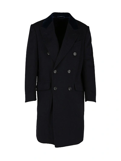 Shop Dunhill Cashmere Top Coat In Navy