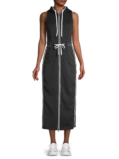 Shop Blanc Noir Vista Track Dress In Black Charcoal