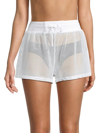 Shop Blanc Noir Poolside Mesh Shorts In White