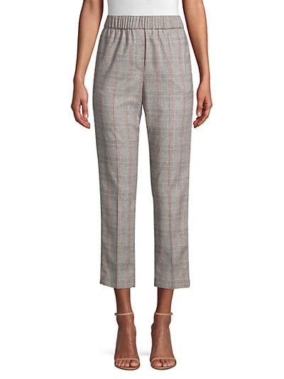 Shop Peserico Plaid Cropped Pull-on Pants In Grey