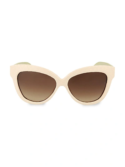 Shop Linda Farrow 60mm Leather-wrapped Butterfly Sunglasses In Pink Pista