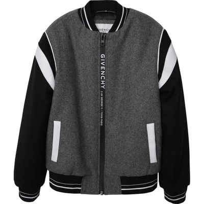Givenchy Colour Block Stripe Detail Bomber Jacket In Grey