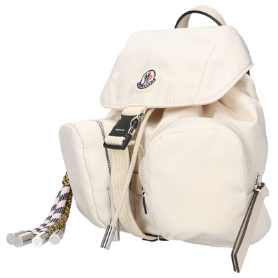 Shop Moncler Women Backpack Dauphine Mini Nylon Logo Cremewhite In White