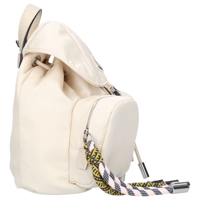 Shop Moncler Women Backpack Dauphine Mini Nylon Logo Cremewhite In White