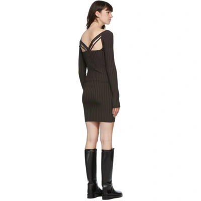 Shop Helmut Lang Brown Strapped Mini Dress In Charred Umb