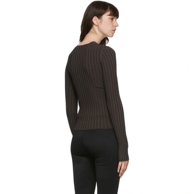 Shop Helmut Lang Brown Strappy V-neck Sweater In Charred Umb