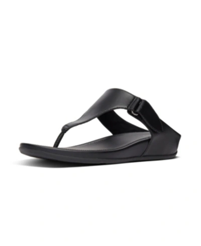 Shop Fitflop Women's Vera Toe-thong Wedge Sandal Women's Shoes In All Black