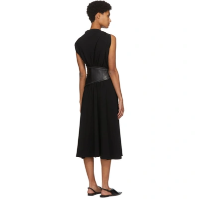 Shop Proenza Schouler Black Asymmetric Sleeve Mid-length Dress In 10250 Black