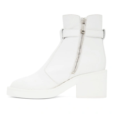Shop Mm6 Maison Margiela White Buckle Ankle Boots In T1003 White