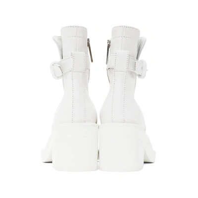 Shop Mm6 Maison Margiela White Buckle Ankle Boots In T1003 White