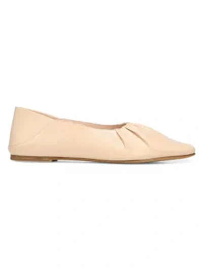 Shop Vince Kali Square-toe Leather Ballet Flats In Lychee